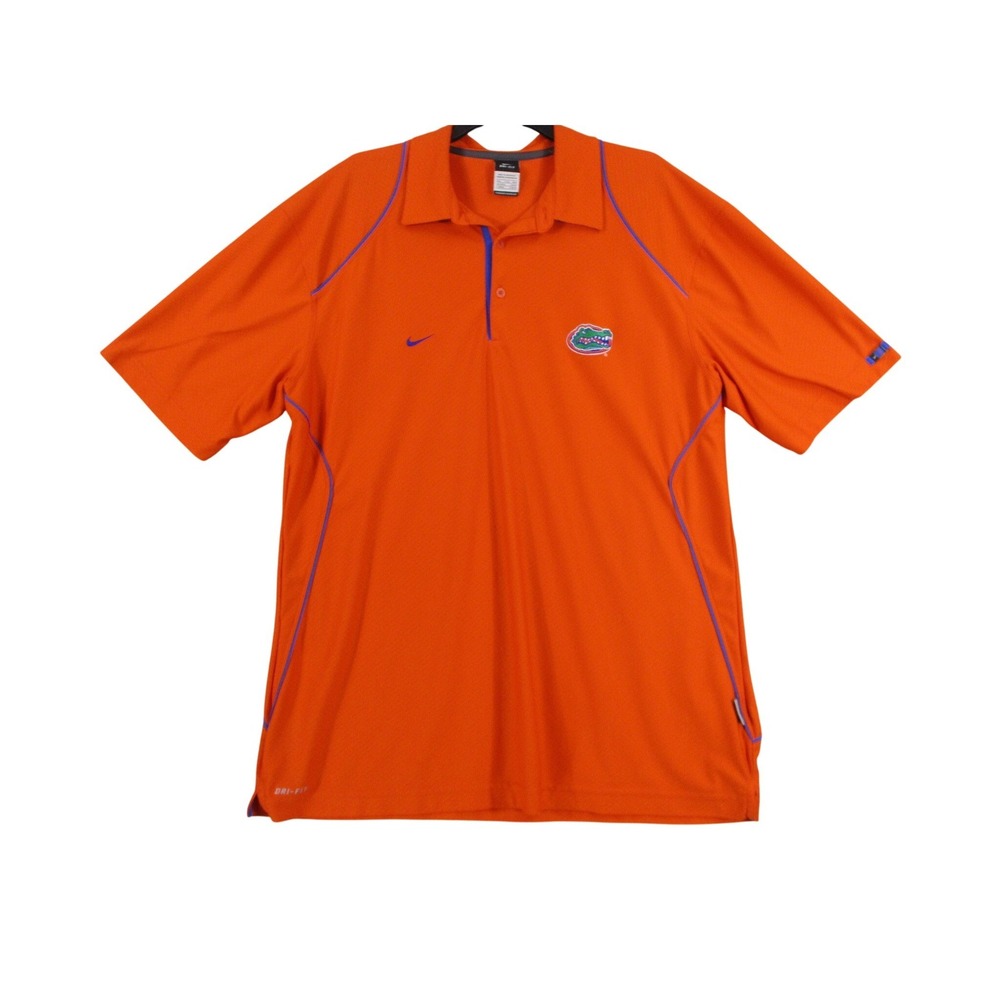 Nike Florida Gators Polo Shirt Mens XXL Orange Blue Dri-FIT NCAA Football Golf